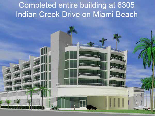 Front View of Completed construction at 6305 Indian Creek Drive, Miami Beach, FL